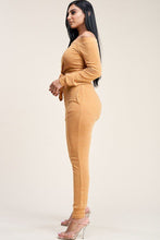 Solid French Terry Top And Pants Two Piece Set