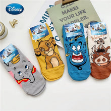 Disney 1pair Lion King Simba/Wild Boar/Aladdin Lamp God/Dumbo Socks Harajuku cartoon Print Funny sock spring short Sock