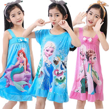 Wholesale Short Sleeved Nightgown Suit Children's Summer Nightdress Girls Lovely Home Time Cloth Children's Day Gifts Sleepdress