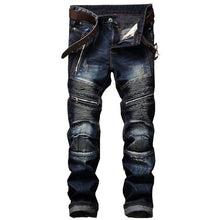 Fashion Designer Jeans Men Straight Blue Color Printed Men Jeans Ripped Men Jeans!