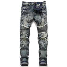 Biker Skinny Jeans Men Jean Homme Denim Ripped Spijkerbroeken Heren Stretch Pants Slim Fit Trousers Locomotive Hip Hop Fashion