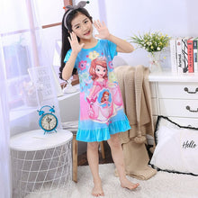 Wholesale Short Sleeved Nightgown Suit Children's Summer Nightdress Girls Lovely Home Time Cloth Children's Day Gifts Sleepdress