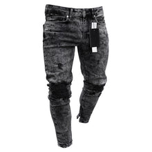 feitong Cotton Jeans Men Spring 2020 MenClothes Denim Pants Distressed Freyed Slim Fit Casual Trousers Stretch Ripped Jeans