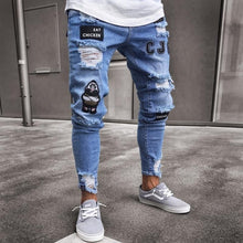 feitong Cotton Jeans Men Spring 2020 MenClothes Denim Pants Distressed Freyed Slim Fit Casual Trousers Stretch Ripped Jeans