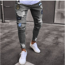 feitong Cotton Jeans Men Spring 2020 MenClothes Denim Pants Distressed Freyed Slim Fit Casual Trousers Stretch Ripped Jeans