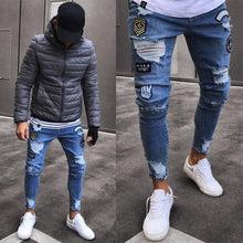 feitong Cotton Jeans Men Spring 2020 MenClothes Denim Pants Distressed Freyed Slim Fit Casual Trousers Stretch Ripped Jeans