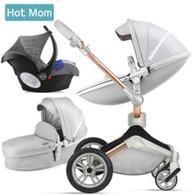 Hot Mom Baby Stroller 3 in 1 travel system with bassinet and car seat 360° Rotation Function,Luxury Pram F023