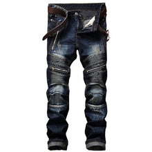 Fashion Designer Jeans Men Straight Blue Color Printed Men Jeans Ripped Men Jeans!