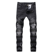 Fashion Designer Jeans Men Straight Blue Color Printed Men Jeans Ripped Men Jeans!