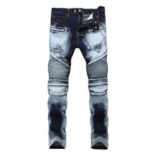Fashion Designer Jeans Men Straight Blue Color Printed Men Jeans Ripped Men Jeans!