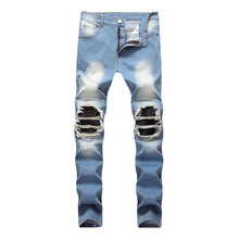 Fashion Designer Jeans Men Straight Blue Color Printed Men Jeans Ripped Men Jeans!