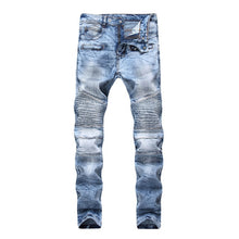 Fashion Designer Jeans Men Straight Blue Color Printed Men Jeans Ripped Men Jeans!