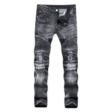 Fashion Designer Jeans Men Straight Blue Color Printed Men Jeans Ripped Men Jeans!