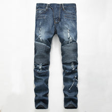 Fashion Designer Jeans Men Straight Blue Color Printed Men Jeans Ripped Men Jeans!
