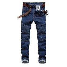 Fashion Designer Jeans Men Straight Blue Color Printed Men Jeans Ripped Men Jeans!