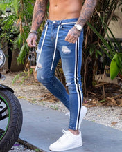 New Skinny Jeans men Streetwear Destroyed Ripped Jeans Homme Hip Hop Broken modis male Pencil Biker Embroidery Patch Pants