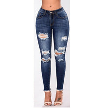 Newest Hot Womens Stretch Skinny Ripped Hole Washed Denim Jeans Female Slim Jeggings High Waist Pencil Pants Trousers