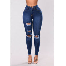 Newest Hot Womens Stretch Skinny Ripped Hole Washed Denim Jeans Female Slim Jeggings High Waist Pencil Pants Trousers