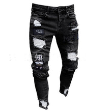 3 Styles Men Stretchy Ripped Skinny Biker Jeans Destroyed Hole Taped Slim Fit Denim