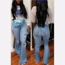 High Waist Flare Jeans Black Ripped Female Jeans For Women Skinny Jeans Mom Wide Leg Denim Pants Plus Size