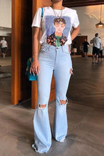 High Waist Flare Jeans Black Ripped Female Jeans For Women Skinny Jeans Mom Wide Leg Denim Pants Plus Size