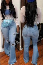 High Waist Flare Jeans Black Ripped Female Jeans For Women Skinny Jeans Mom Wide Leg Denim Pants Plus Size