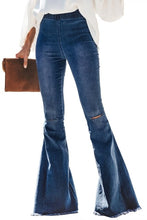High Waist Flare Jeans Black Ripped Female Jeans For Women Skinny Jeans Mom Wide Leg Denim Pants Plus Size