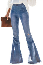 High Waist Flare Jeans Black Ripped Female Jeans For Women Skinny Jeans Mom Wide Leg Denim Pants Plus Size