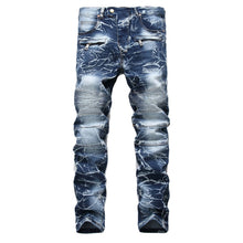 New Brand Mens Snow Designer Fashion Slim Skinny Moto Biker Casual Jeans Straight Motorcycle Jeans Men Destroyed Denim Trousers