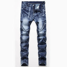 New Brand Mens Snow Designer Fashion Slim Skinny Moto Biker Casual Jeans Straight Motorcycle Jeans Men Destroyed Denim Trousers