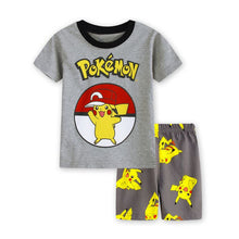 EOICIOI T shirt pants Set Baby Boy Girl Cartoon Pikachu Cat superman clothing set pajamas for kids Children's pajamas summer 2-7